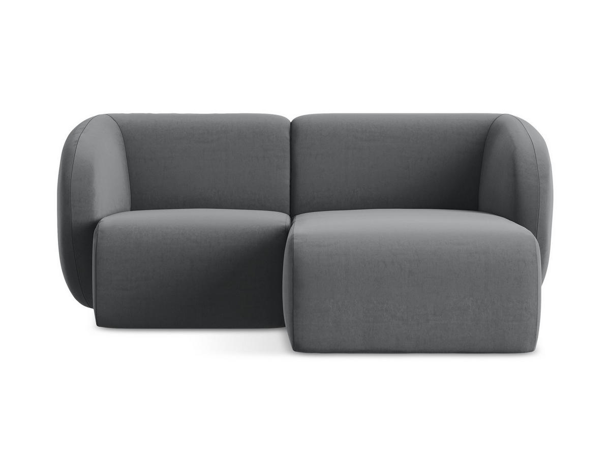 ECKSOFA Rechts Samt Stoff Grau - Edelstahlfarben/Schwarz, Holzwerkstoff/Kunststoff (178/166cm) - Makamii