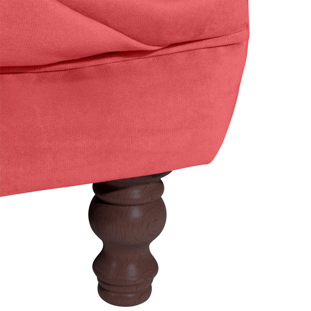 CHESTERFIELD Sofa 3-Sitzer Kaylin Samtvelours rot - Rot, Kunststoff (253/80/100cm) - 58aufmkessel