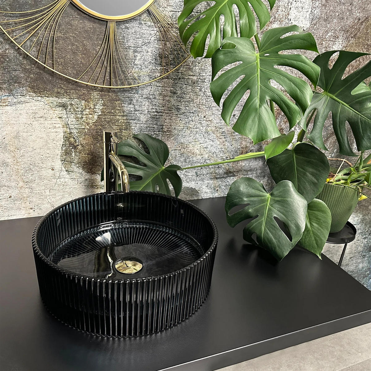 AUFSATZWASCHBECKEN Rea Ingrid Black - Schwarz, Keramik (40/13/40cm) - REA