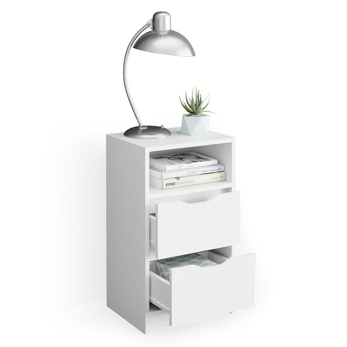 NOČNÍ STOLEK Ruben Bílá - bílá, kompozitní dřevo (38/66.6/30.6cm) - Vicco