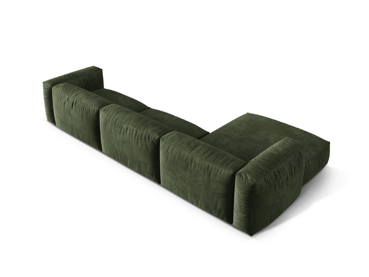 ECKSOFA modular links Martina aus Samt grün 3 Sitzplätze - Grün, Textil (176/332cm) - Micadoni