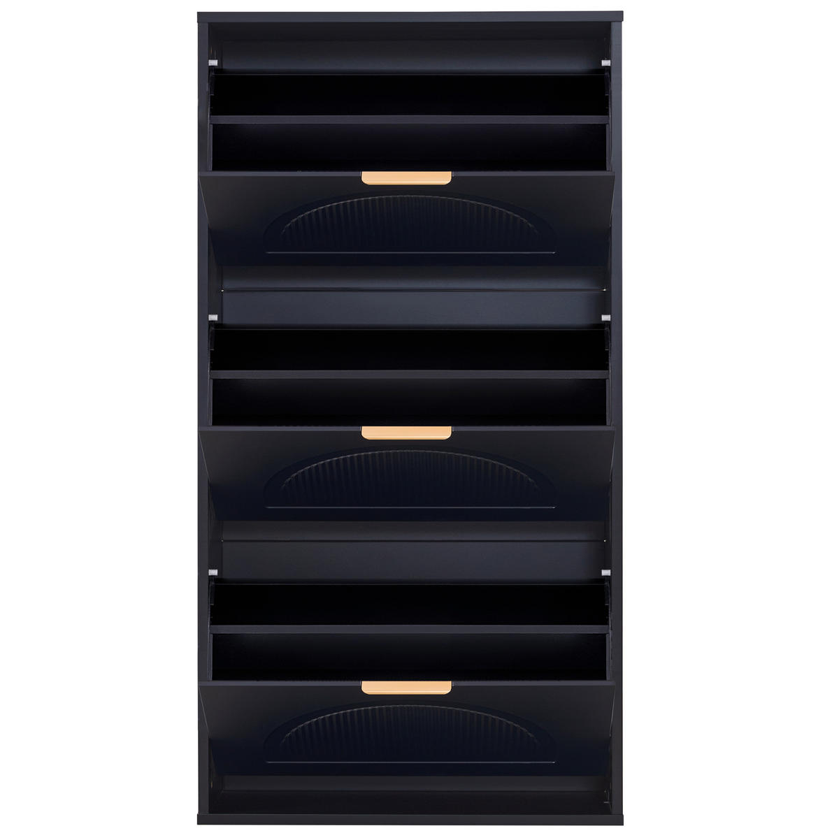 SCHUHSCHRANK aus MDF & Spanplatte 60x24x114cm in Schwarz mit Kippsicherung - Schwarz, Holzwerkstoff (60/114/24cm) - Modfu