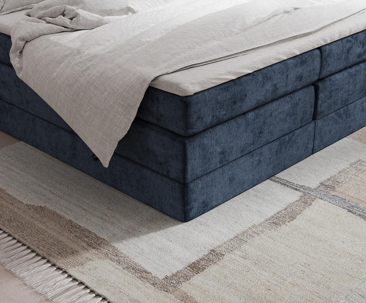 BOXSPRINGBETT Juniper Marineblau 140/200 cm - Schwarz/Dunkelblau, Holz/Holzwerkstoff (140/200cm) - Maison de Reve