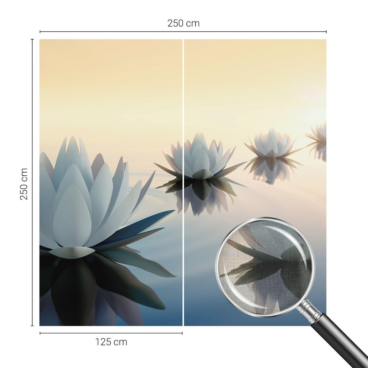 FOTOTAPETE 250x250 cm - Friedliche Aussicht - Weiß, Textil (250/250cm) - Wallfluent