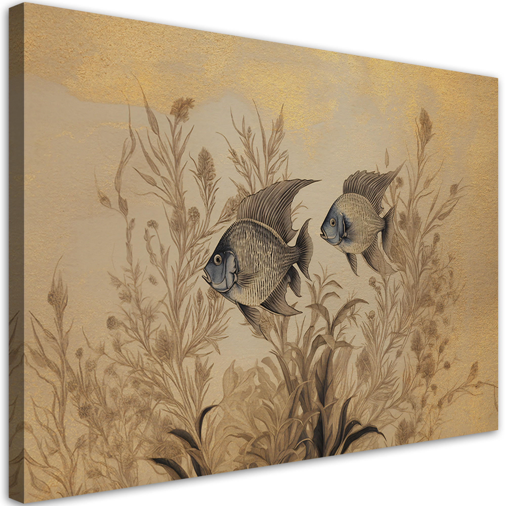 LEINWANDBILD Schlafzimmer - Fischschleier Boho 120x80cm - Beige, Textil (120/80cm) - Feeby