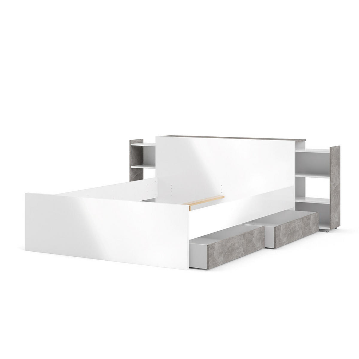 BETTSCHUBLADEN, Nada, Beton Dekor, Spanplatte foliert, 94 x 67 x 18 cm - Grau, Holzwerkstoff - ebuy24