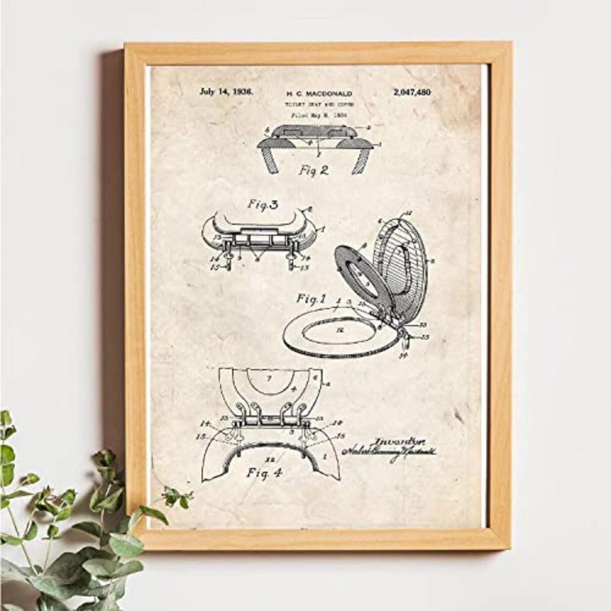 POSTER Set mit 4 Jahrgang Klinge Vater Patent A4 Schwarzer Rahmen - Schwarz, Papier (29.7/3cm) - Nacnic