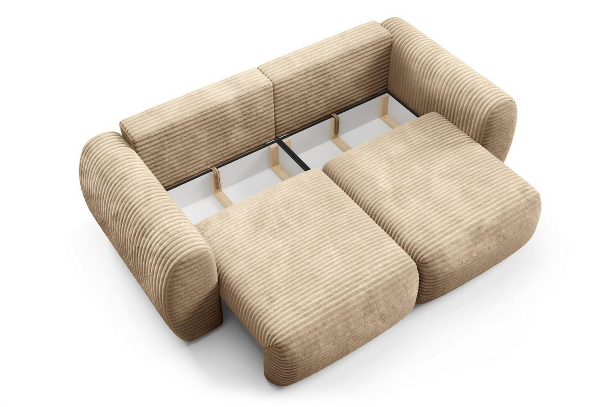 SCHLAFSOFA Simone - Sandfarben, Holzwerkstoff/Textil (266/95/110cm) - Fun Möbel