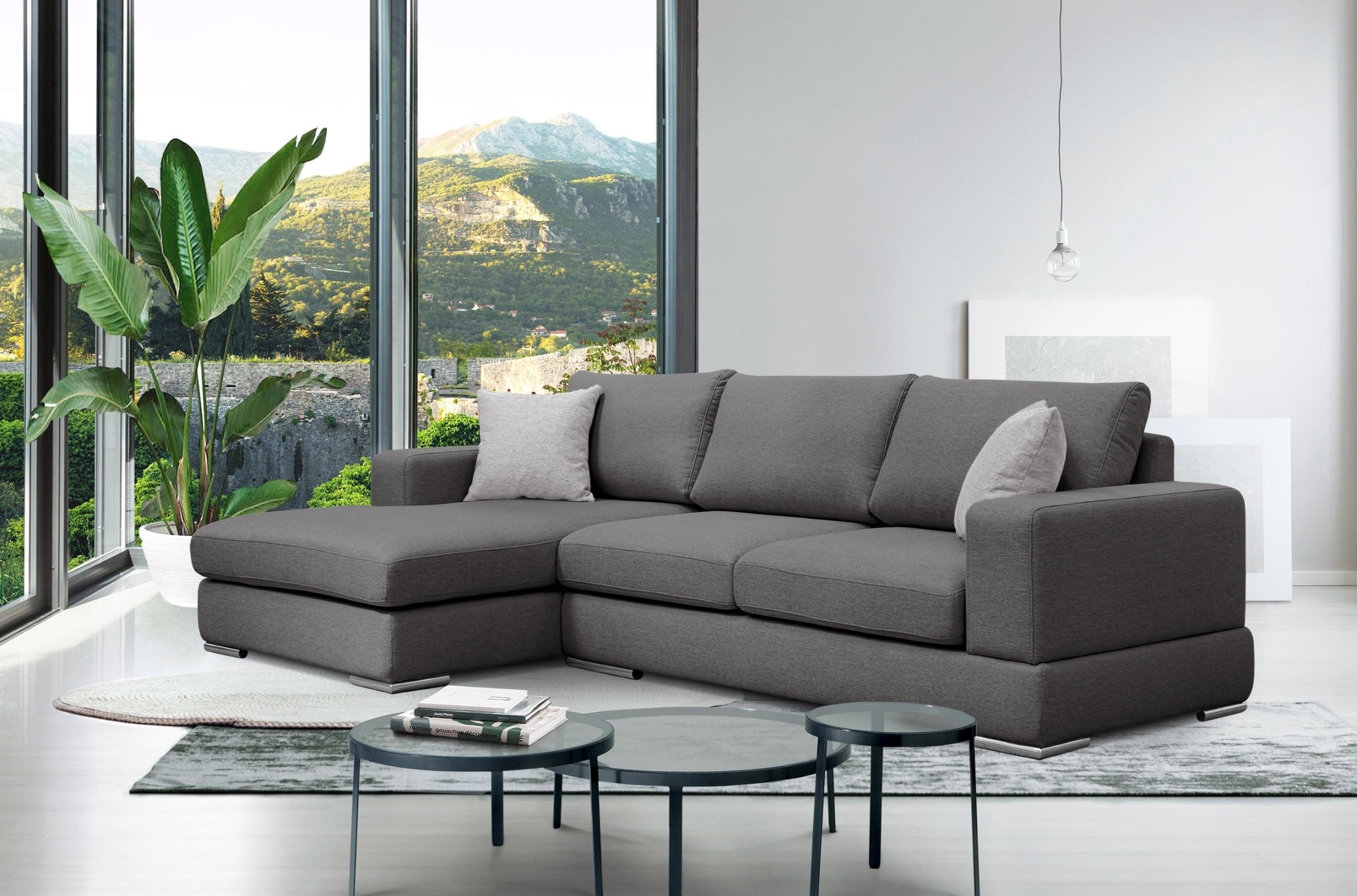 ECKSOFA OTTO 4-Sitzer, dunkelgrau - Dunkelgrau, Holzwerkstoff/Textil (159/279cm) - Courtois Laville