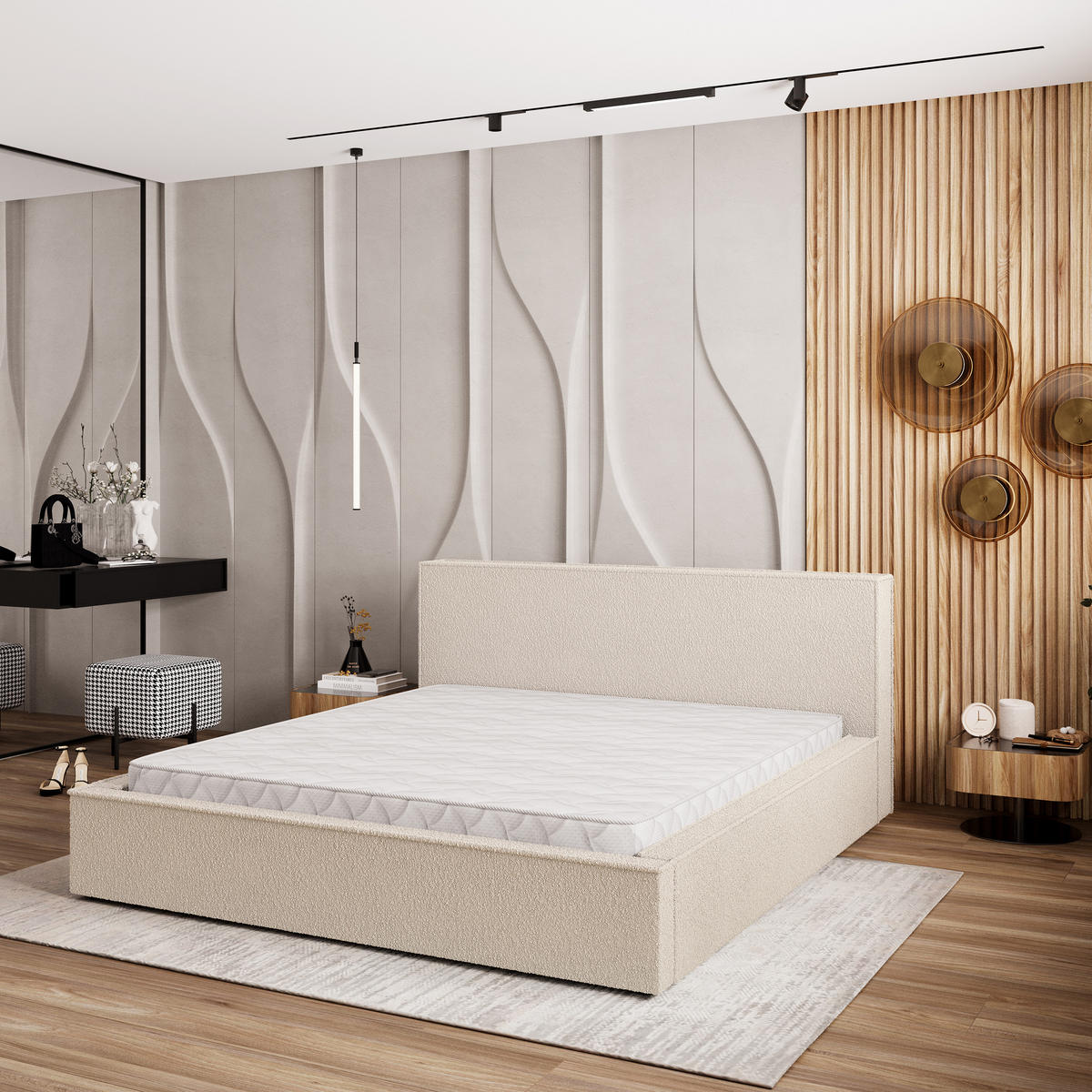 POLSTERBETT CELORA 140x200 cm mit Bettkästen - Creme - Creme, Holz (140/200cm) - MASSENO