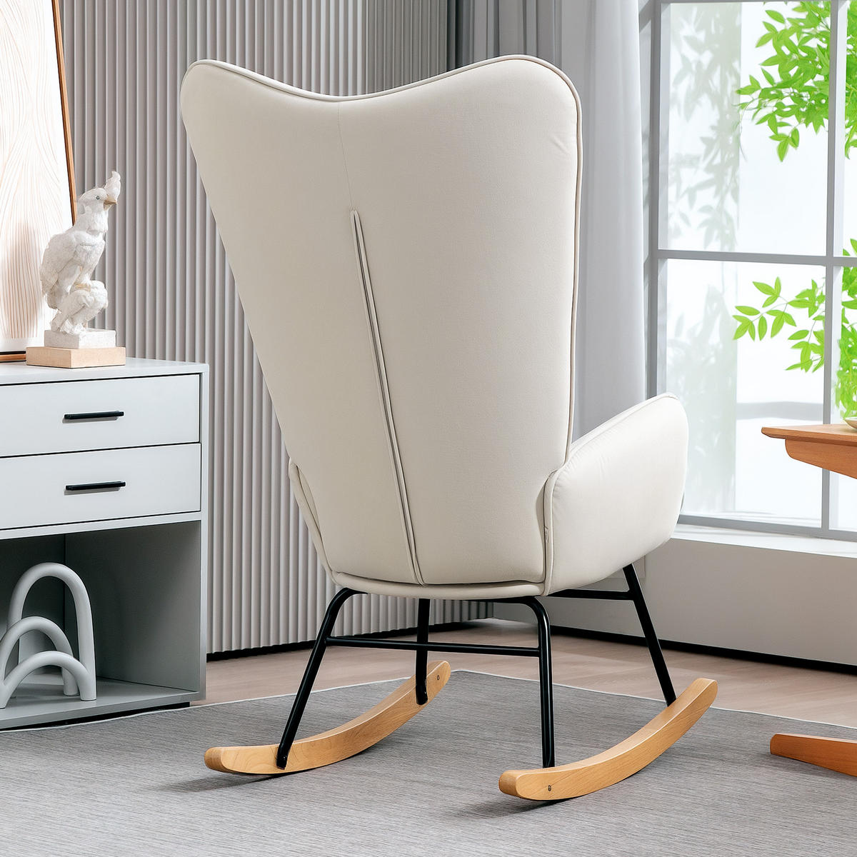 SCHAUKELSTUHL Schwingsessel Armlehnsessel mit Samtoptik für Schlafzimmer - Weiß, Textil (85/112/67cm) - HOMCOM