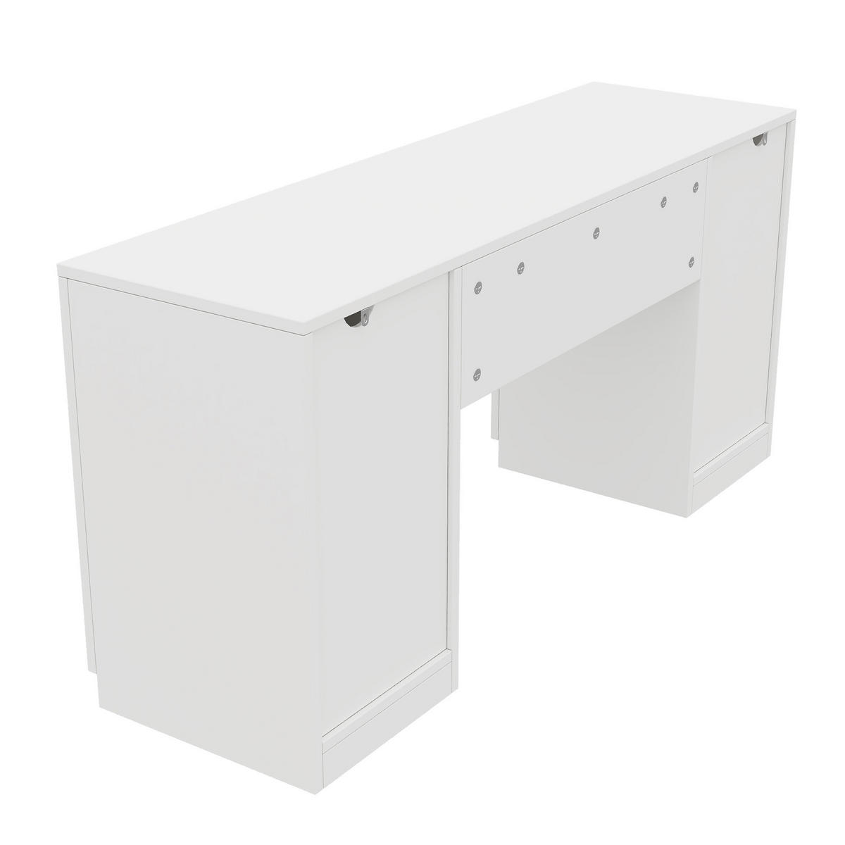 RADNI STOL 155/45/75 cm s 4 ladice, policom i keramičkim ručkama u bijeloj boji - bijela/prirodne boje, drvni materijal (155/75/45cm) - CHICFURN