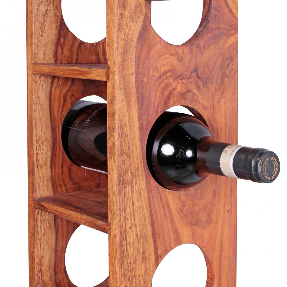 WEINREGAL Massivholz mit 5 Fächern Wandmontage Edelholz-Optik, Braun 15x15x70 cm - Braun, Holz (15/70/15cm) - KADIMA DESIGN