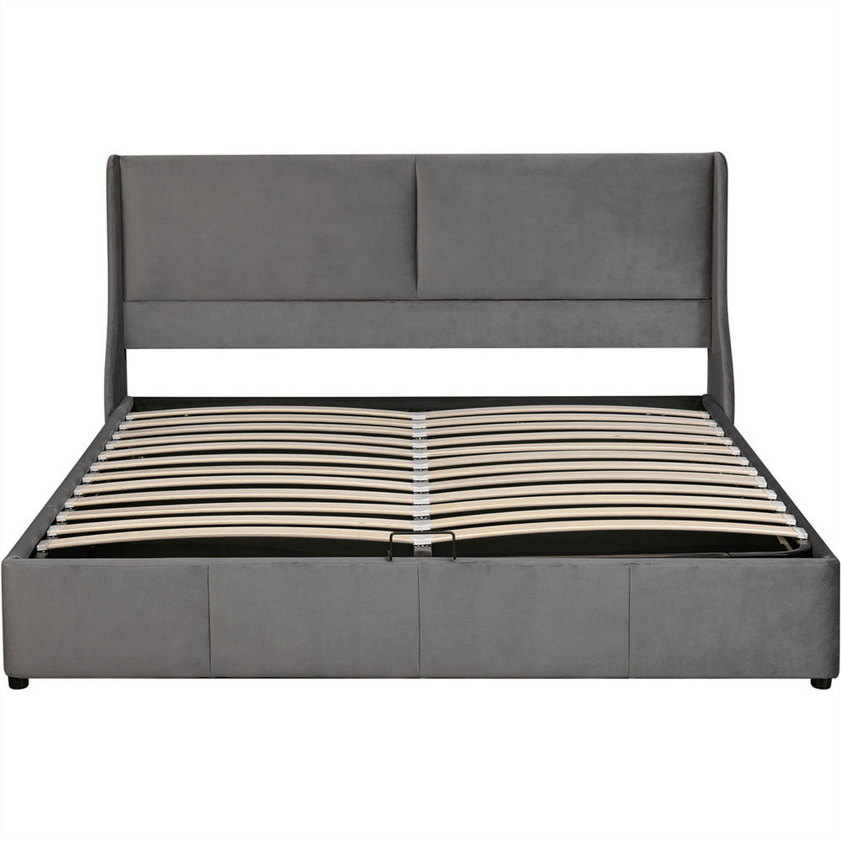 POLSTERBETT 180/200 cm in Grau Samt - Grau, Holz/Textil (180/200cm) - KOMHTOM