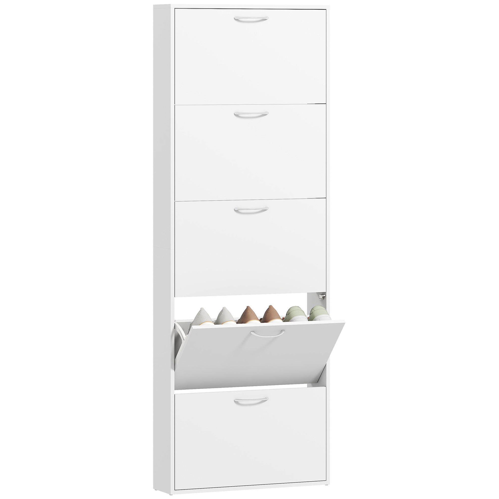 SCHUHSCHRANK Weiß 65/17/180,5 cm - Weiß, Holzwerkstoff (65/180.5/17cm) - PANGIVO