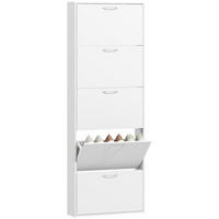 SCHUHSCHRANK Weiß 65/17/180,5 cm - Weiß, Holzwerkstoff (65/180.5/17cm) - PANGIVO