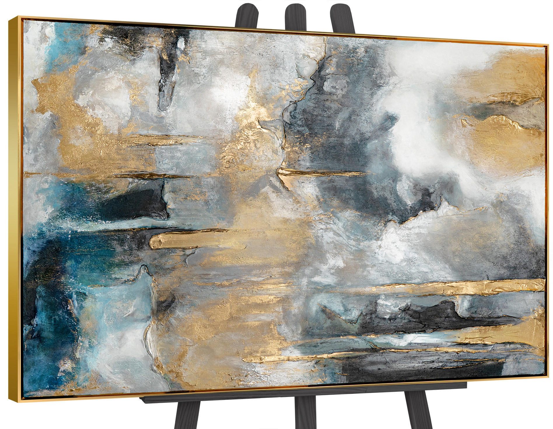 YS-art gallery Gemälde Gold 140x100 cm