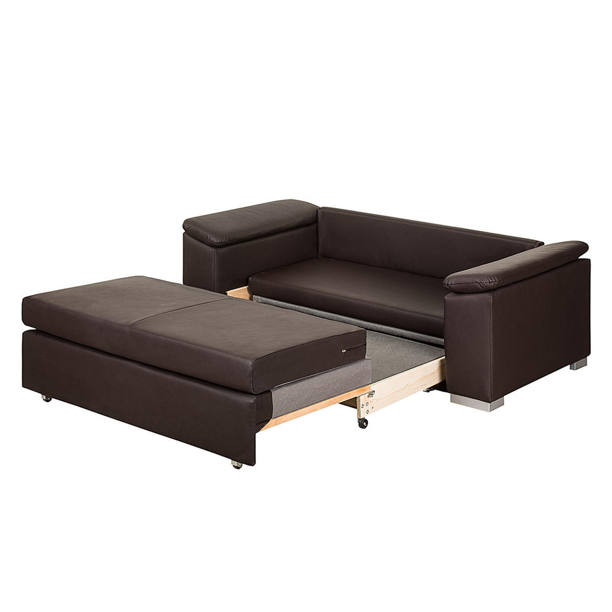 SCHLAFSOFA mit schräger Armlehne - Braun, Kunststoff (190/90/90cm) - home24