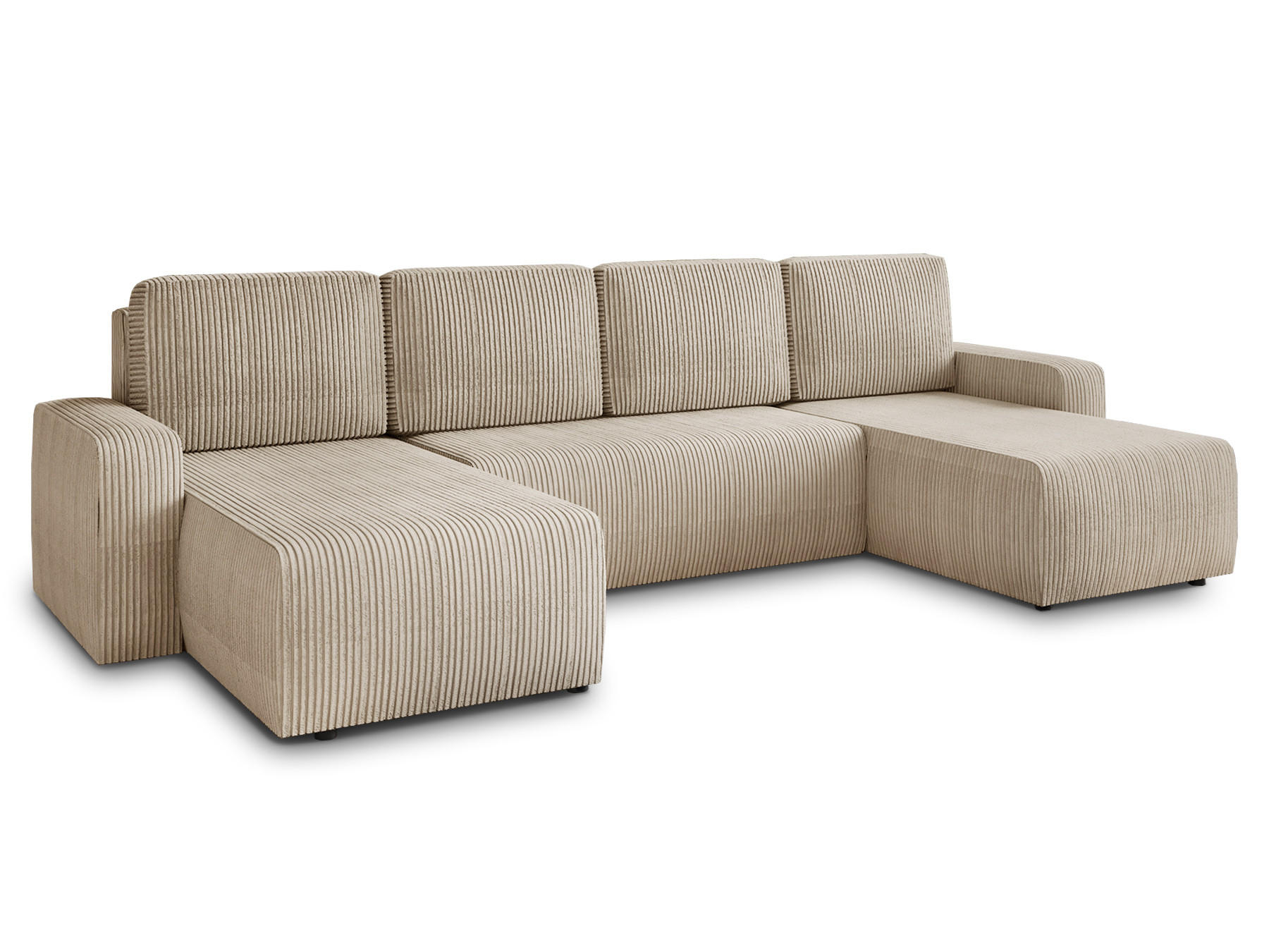 WOHNLANDSCHAFT Roma U - Beige, Holz/Textil (305/90/150cm) - Sofnet