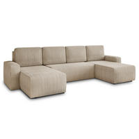WOHNLANDSCHAFT Roma U - Beige, Holz/Textil (305/90/150cm) - Sofnet