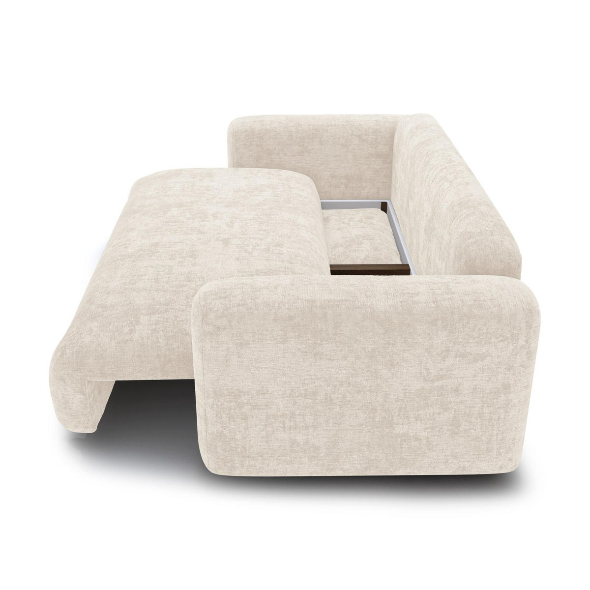 SCHLAFSOFA mit Stauraum LIOR Strukturierter Samt Creme 260cm - Creme, Textil (260/83/100cm) - Premium Interiors