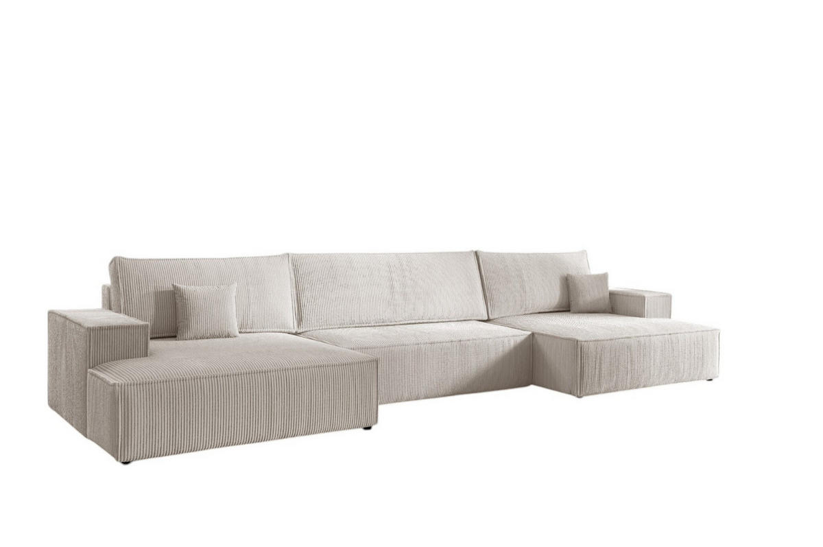 WOHNLANDSCHAFT Corunia - Weiß, Holzwerkstoff/Textil (398/70/148cm) - Fun Möbel