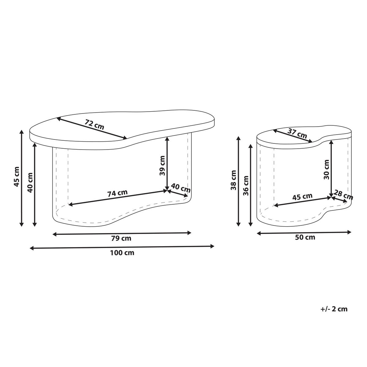 COUCHTISCH 2er Set Naturfarben Salanti - Naturfarben, Naturmaterialen (100/72/45cm) - Beliani
