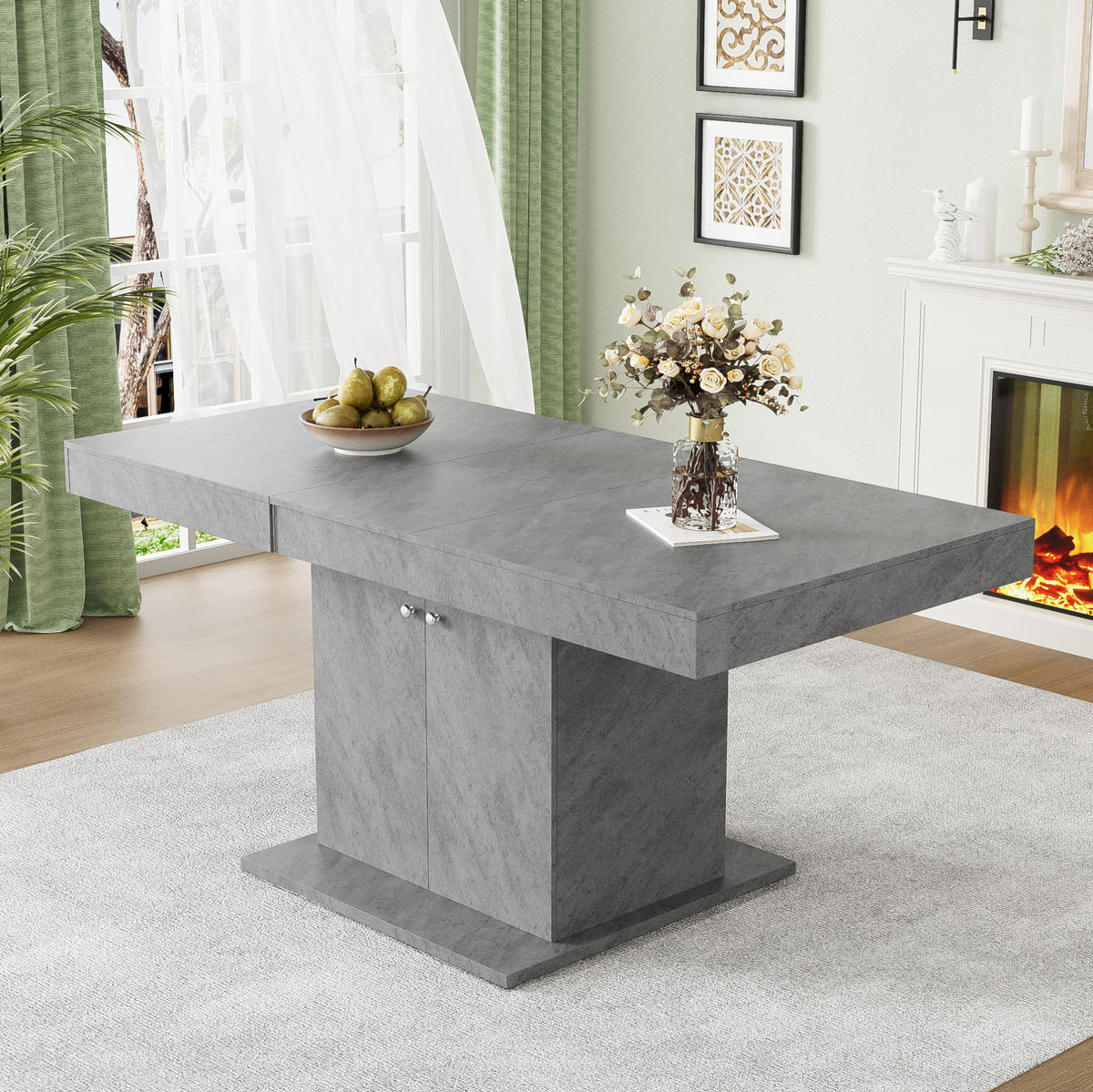 ESSTISCH ausziehbar 140/180 x 80 cm mit Stauraum Grau - Grau, Holzwerkstoff (180/80/76cm) - Meubliv