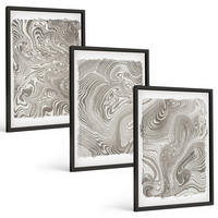BILDER SET 3er Set - 40x60 cm Schwarzer Rahmen - Moderne Formen Malerei - Schwarz, Kunststoff (40/60cm) - TULUP