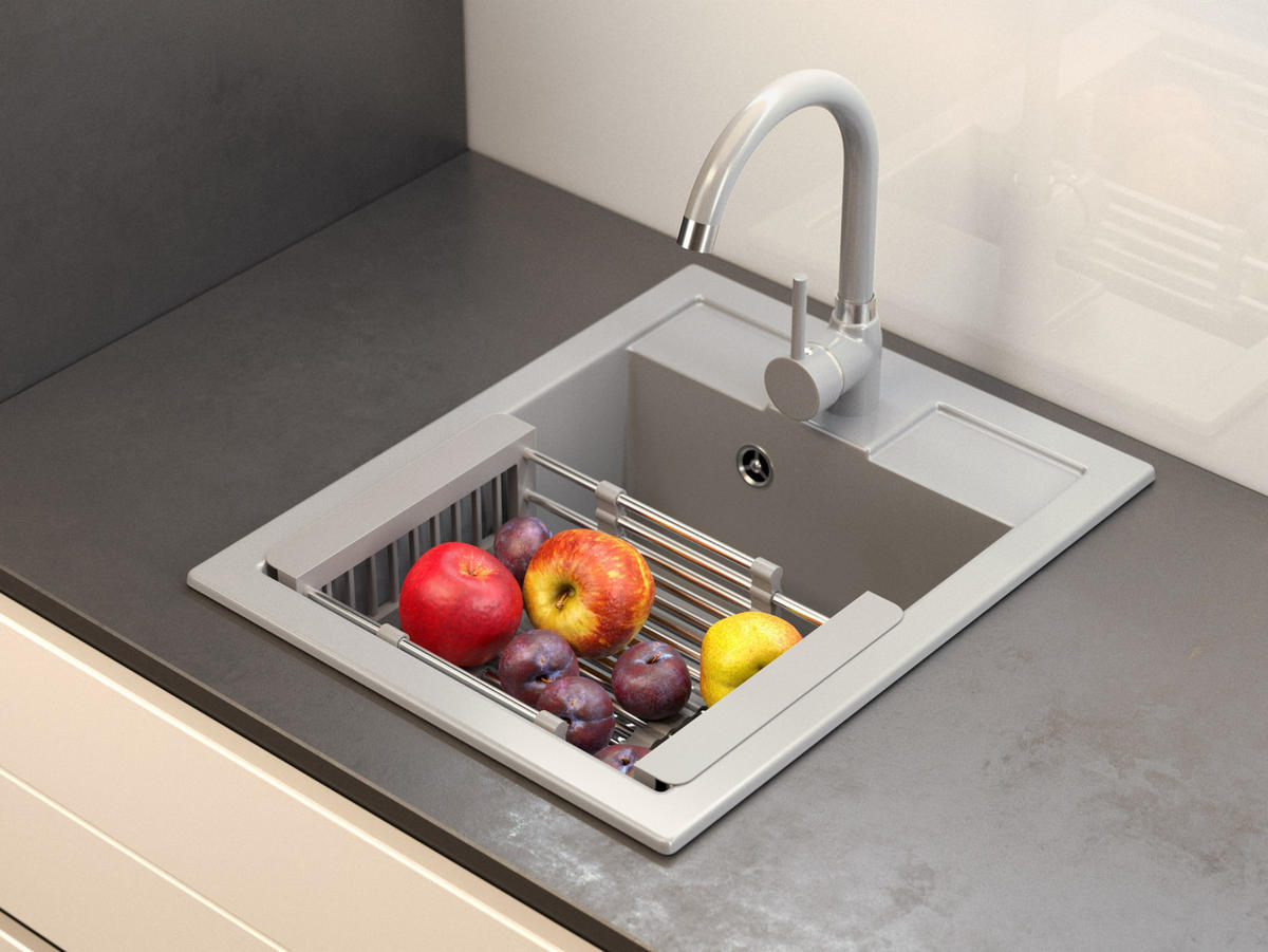 GRANITSPÜLE Best Mit Batterie und Siphon - Grau, Kunststoff/Stein (40/16/50cm) - Granitan