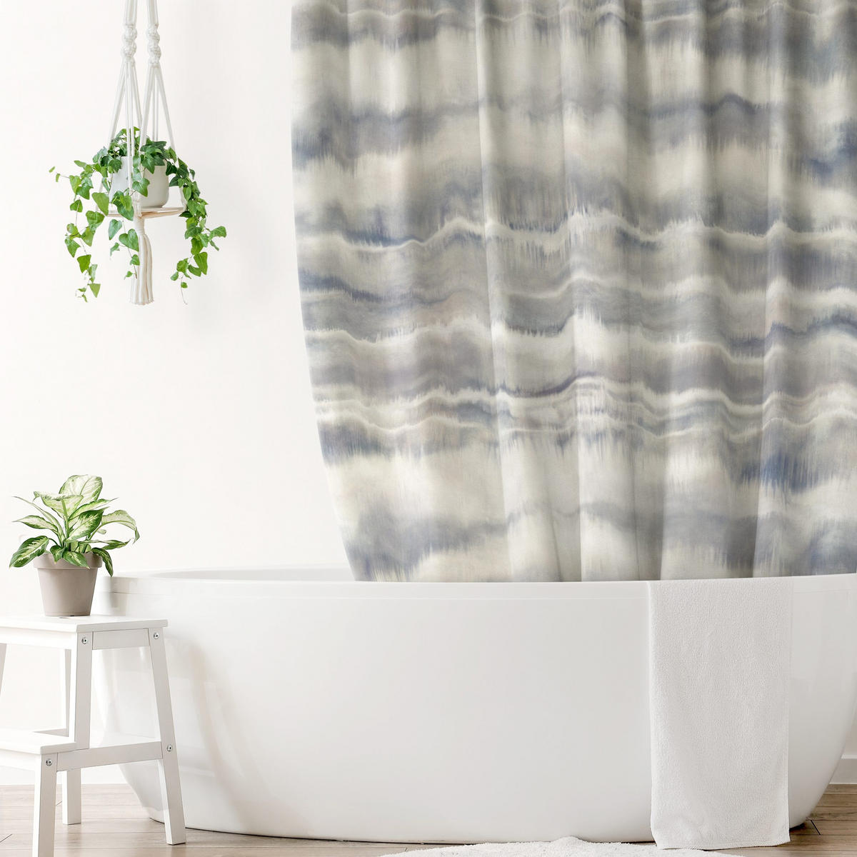 DUSCHVORHANG Aquarell Nebel Streifen 180/180 cm - Beige, Textil (180/180cm) - Bilderwelten