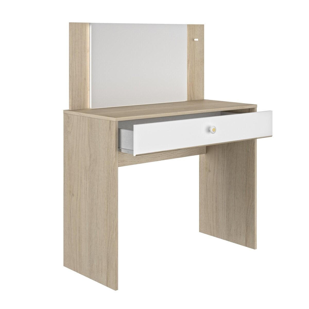 SCHMINKTISCH mit 1 Aufbewahrungsschublade B94 cm - MAKEUP - Weiß, Holzwerkstoff (44/121/94cm) - Calicosy