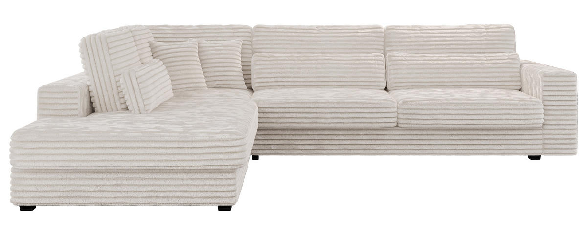 ECKSOFA Savona Beige breiter Cord - links - Beige/Schwarz, Kunststoff/Textil (316/249cm) - MKS