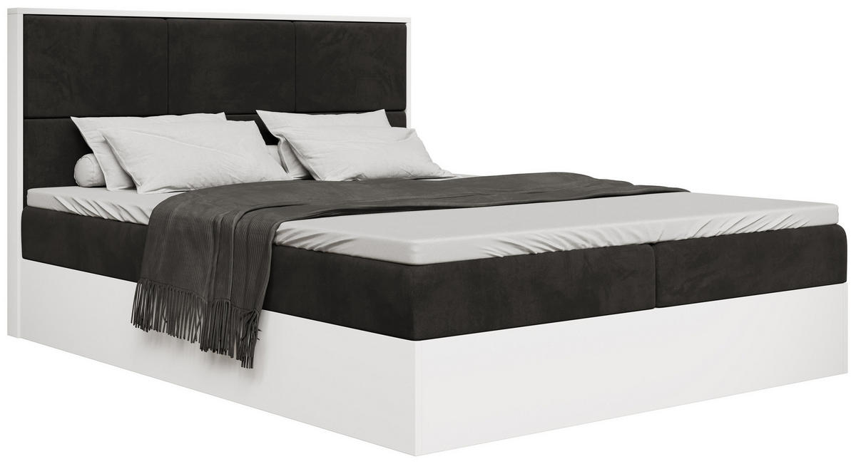 BOXBETT Loft mit Topper 140/200 Schwarz - Schwarz/Weiß, Holzwerkstoff/Textil (140/200cm) - Bromarkt