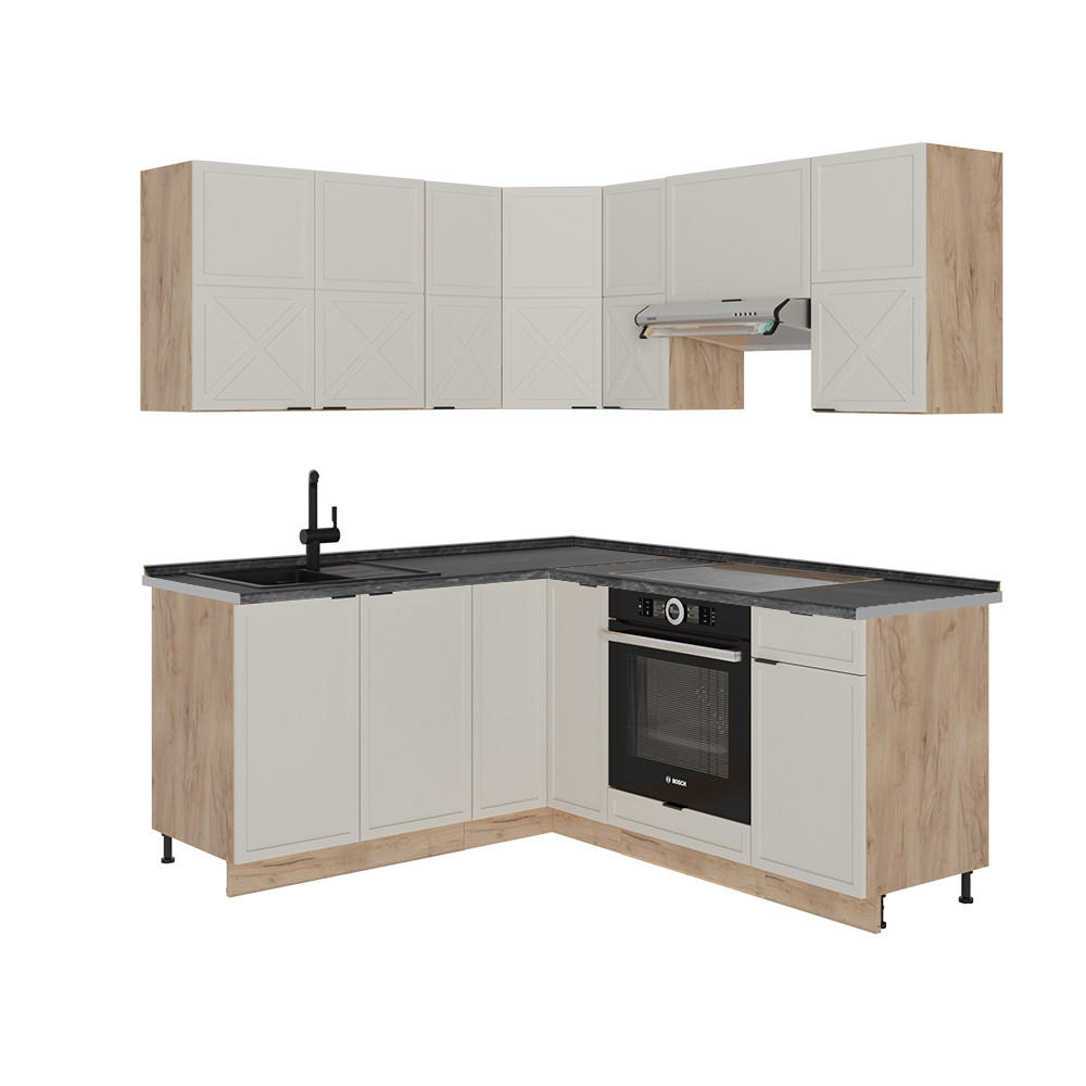 ECKKÜCHE Fame-Line GrauBeige/Goldkraft Eiche 160 x 190 cm AP Anthrazit - Honigeiche/Grau, Holzwerkstoff (190/81.6/60cm) - Vicco