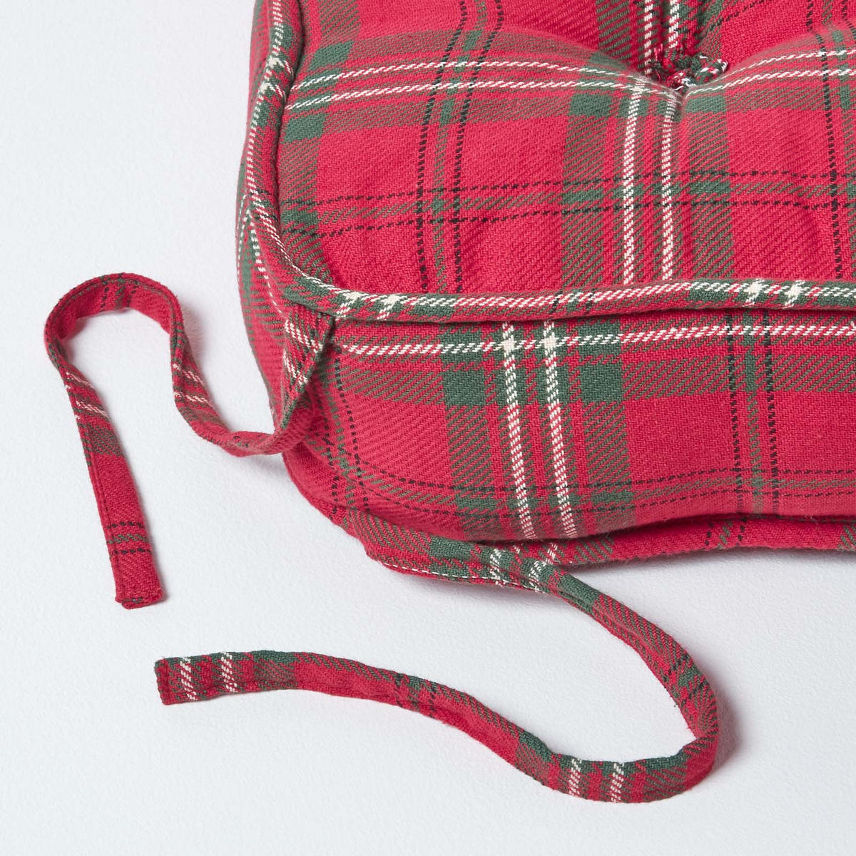 SITZKISSEN rot-grün kariert 40/40/10 cm – Stuhlkissen Baumwolle - Rot, Textil (40/40/10cm) - Homescapes