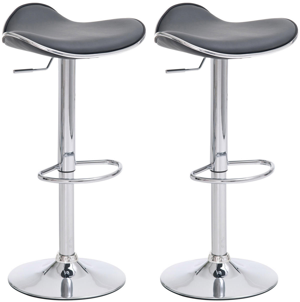 BARHOCKER Shangrila, 2er Set, Gestell Metall in Chromoptik, Kunstleder Grau - Chromfarben/Grau, Kunststoff/Textil (45/91/45cm) - TPFLiving