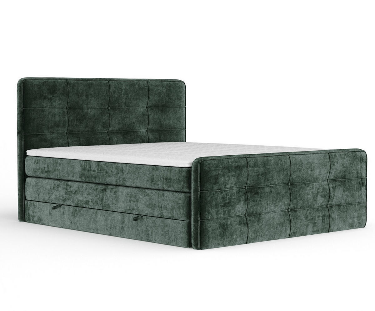 BOXSPRINGBETT Semplice Grün 140/200 cm - Schwarz/Grün, Holz/Holzwerkstoff (140/200cm) - Maison de Reve