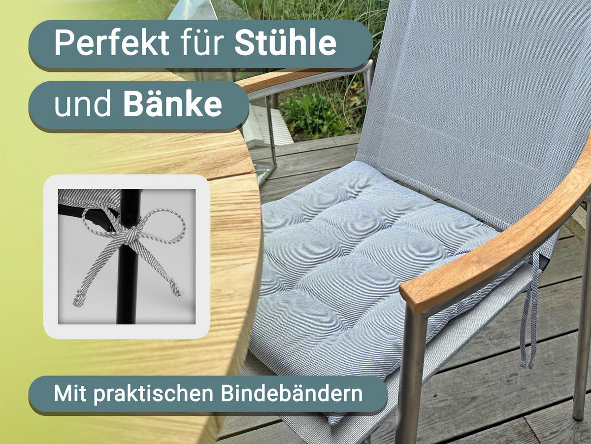 STUHLKISSEN, 4er-Set, 40x40 cm, 100% Polyester, Grau - Hellgrau, Textil (40/40/3cm) - Zollner