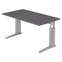 SCHREIBTISCH Serie-U 80/140/74 cm in Graphitfarben/Silberfarbengrau - Silberfarben/Graphitfarben, Holzwerkstoff (80/140/74cm) - bümö