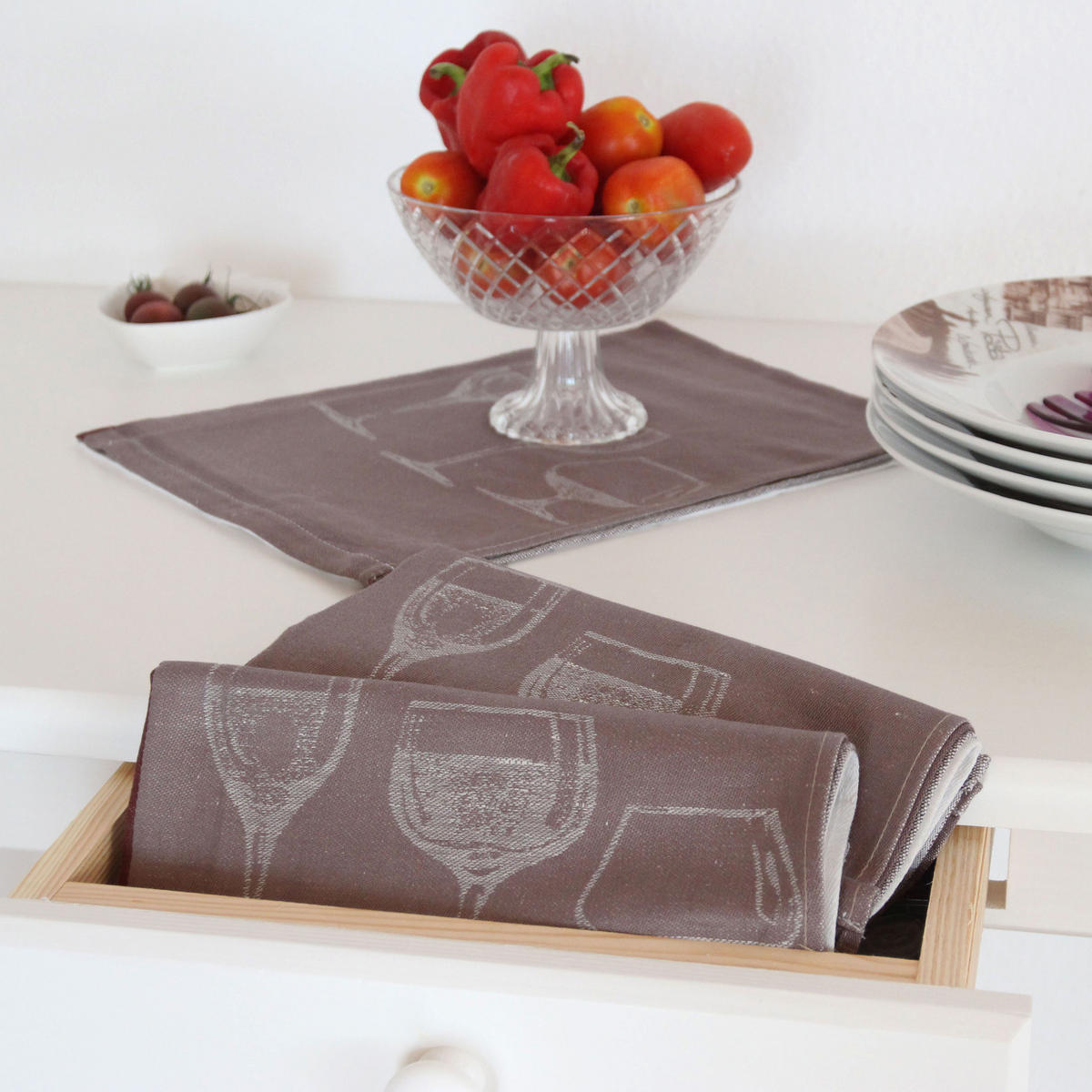 GESCHIRRTÜCHER, 4er-Set, 50x70 cm, 50% Baumwolle, 50% Leinen, Braun - Braun, Textil (50/70cm) - Zollner