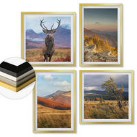 WANDBILDER 4er Set - 50x50 cm & 40x60 cm Goldrahmen - Berglandschaften, Hirschgras - Goldfarben, Kunststoff (50/50cm) - ArtPrintCave