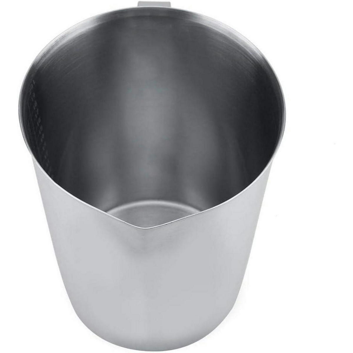 MESSBECHER Edelstahl 2000 ml mit Skala und Griff - Silberfarben, Metall (2L)