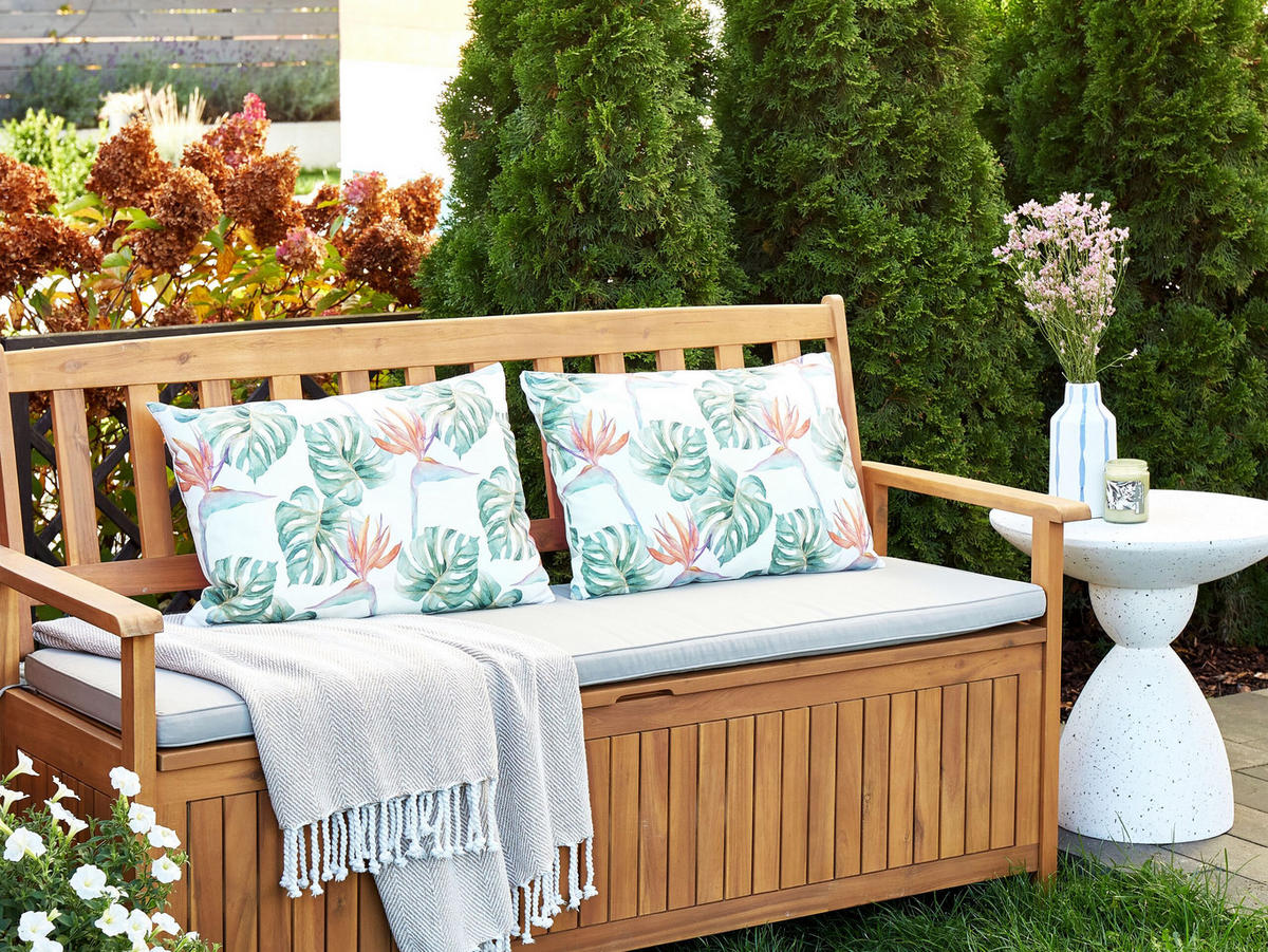 GARTENKISSEN 2er-Set Blattmotiv mehrfarbig 40/60 cm Torrazzo - Multicolor, Textil (40/60cm) - Beliani