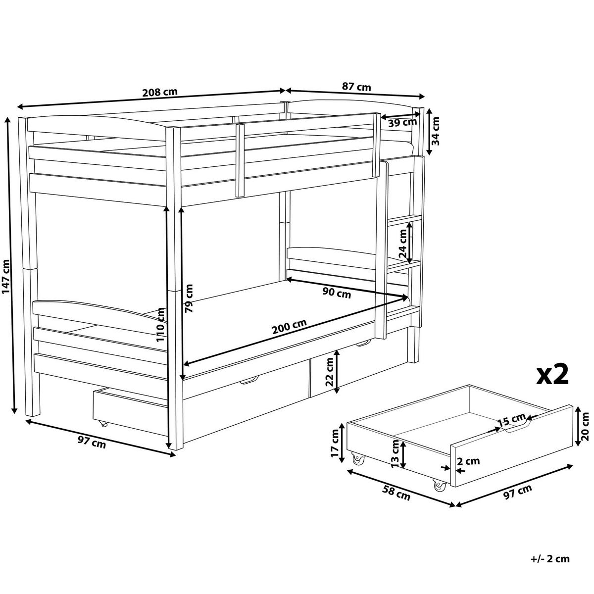 HOCHBETT Weiß 90-200 cm Regat - Weiß, Holz (90/200cm) - Beliani