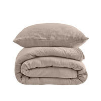 BETTWÄSCHE-SET Musselin 200x220 cm Helles Khaki 3-teilig - Olivgrün, Textil (200/220cm)