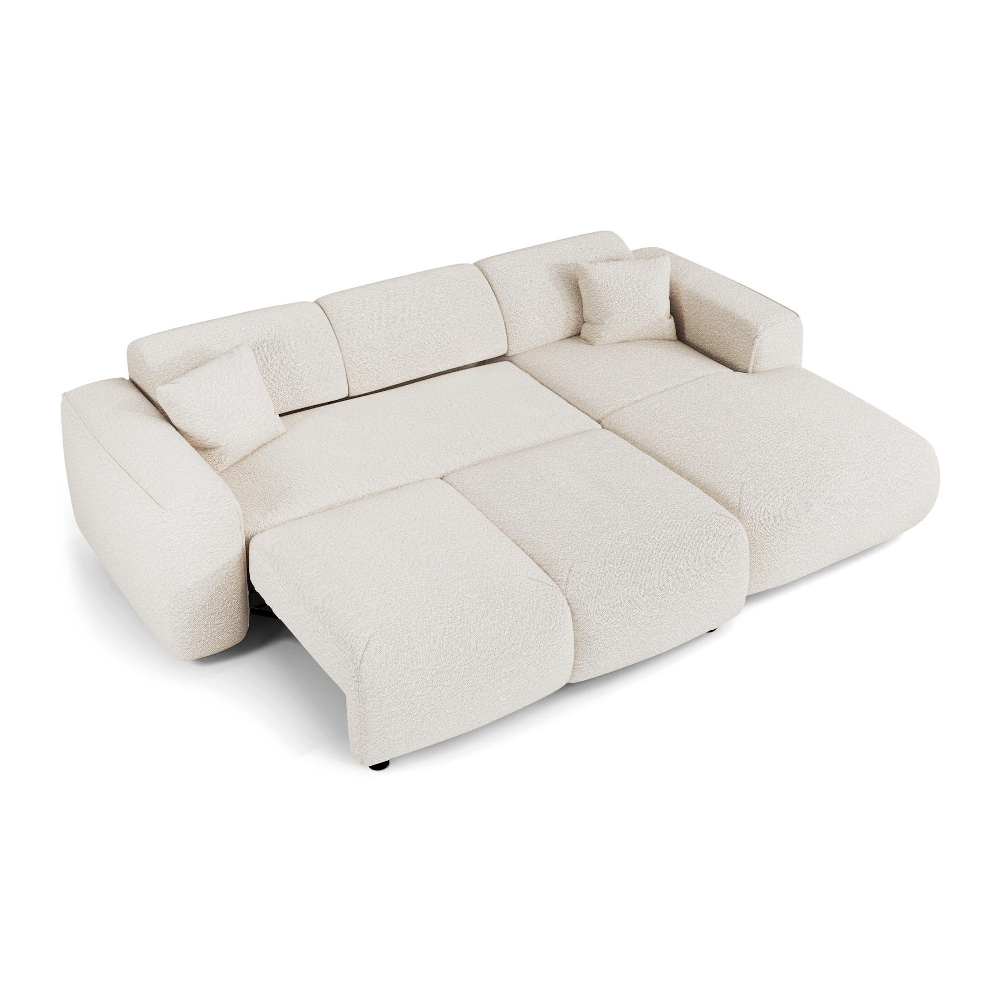 ECKSCHLAFSOFA Bouclé-Stoff Creme 283cm - Creme, Textil (283/180cm) - Sia Home