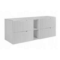 WASCHBECKUNTERSCHRANK VENA 140 cm mit Arbeitsplatte Farbe: Mattweiß mit einem Regal Gerillte Vorderseite Mattweiß - Weiß, Holzwerkstoff (140/58/46cm) - Rodan