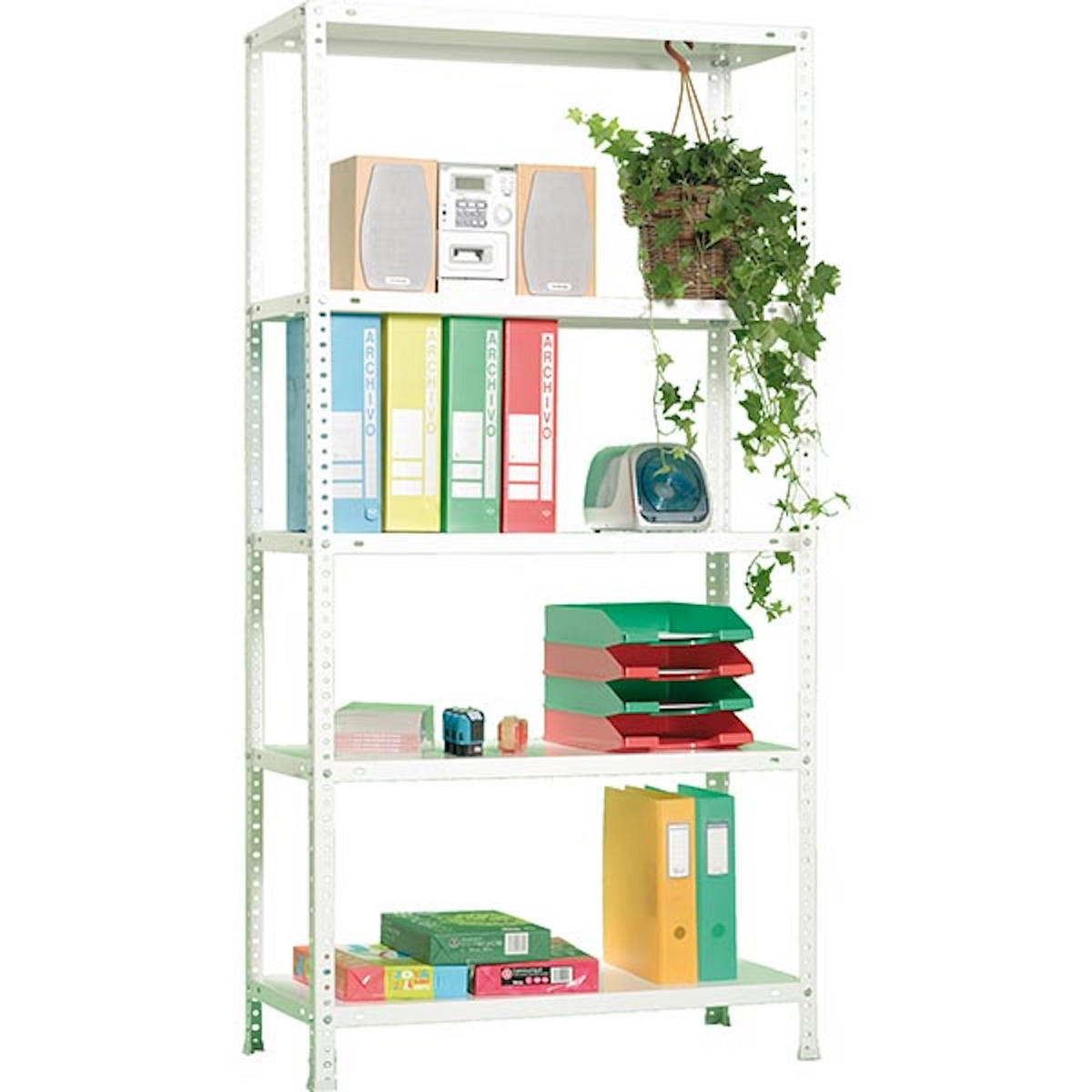 SCHRAUBREGAL PANDA | HxBxT 180x90x30cm | 5 Fachböden | Fachlast 75kg | Weiß - Weiß, Metall (90/180/30cm) - PROREGAL