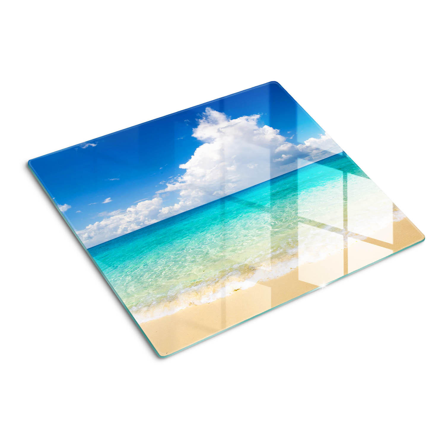 GLASPLATTE 60x52 cm Paradise Beach - Blau, Glas (60/0.4/52cm) - TULUP